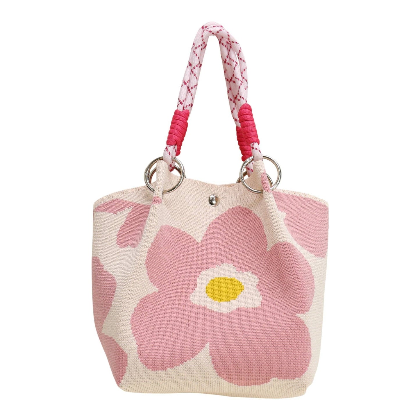 Flower Pattern Women's Knitted Bucket Bag