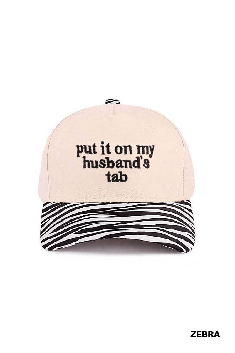 Put It On My Husband's Tab Two-tone Canvas Cotton Cap: LEOPARD