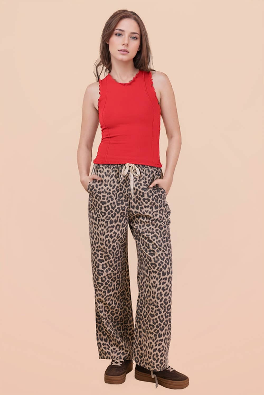 Lettuce Hem Casual Fitted Knit Tank Top