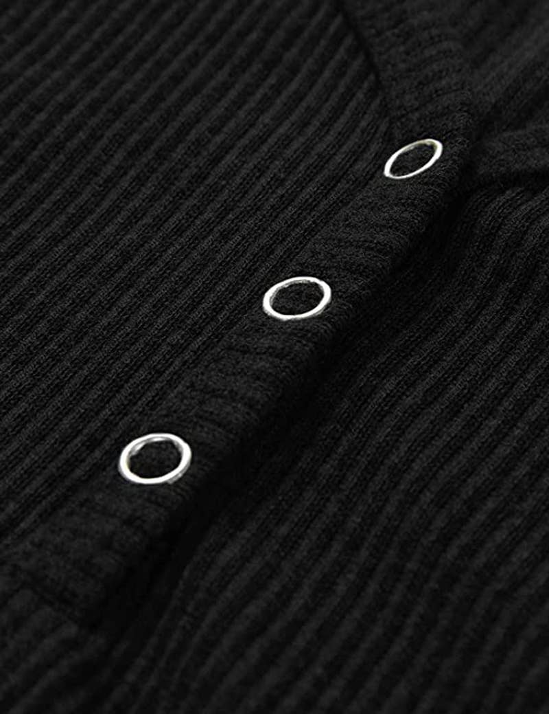 SOLID COLOR V-NECK BREASTED SLIM-FIT KNIT TANK