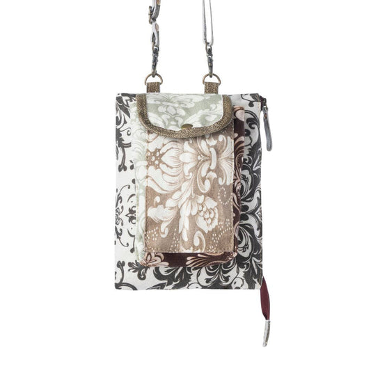 Wild Baroque Phone Crossbody in black with leather detail
