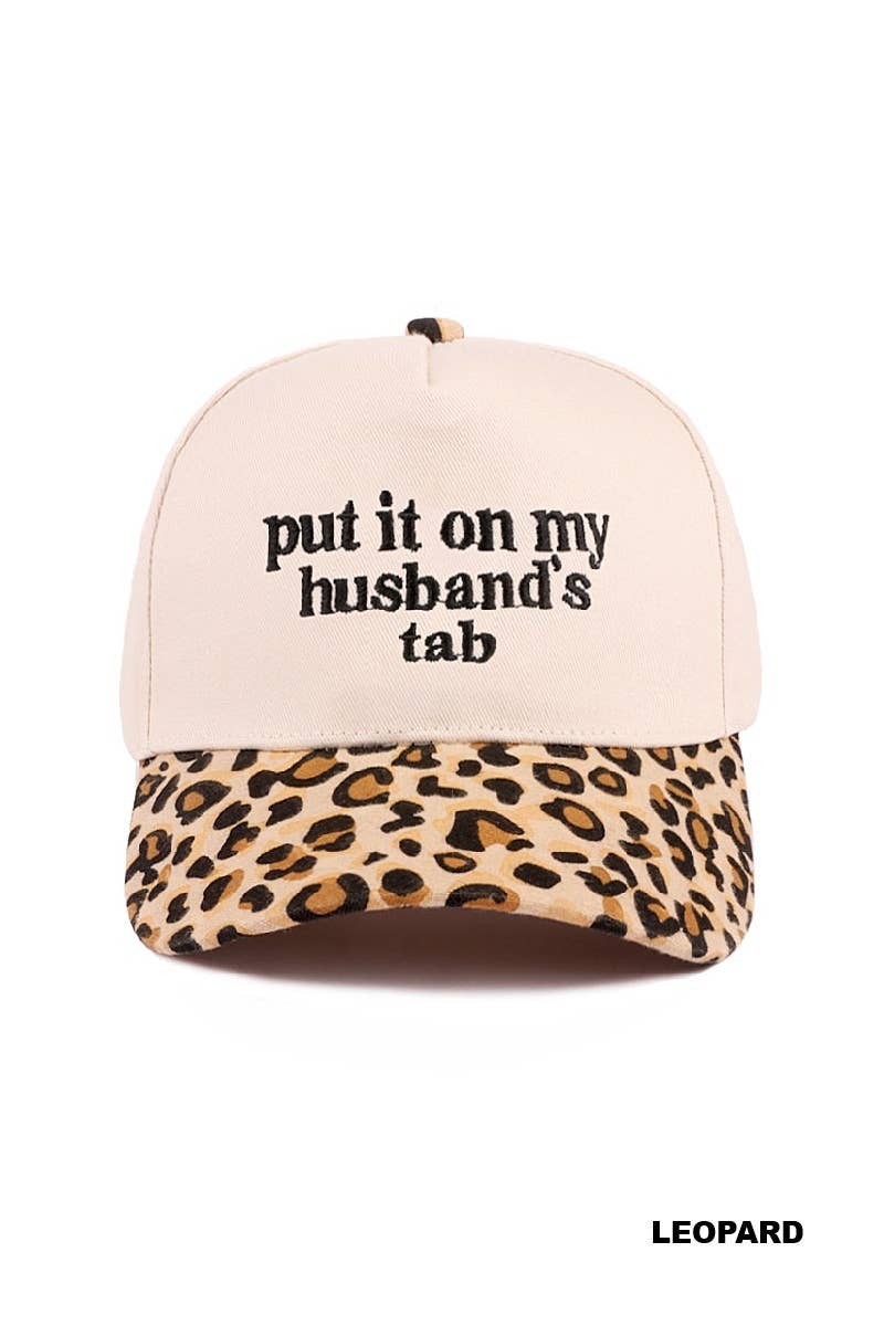 Put It On My Husband's Tab Two-tone Canvas Cotton Cap: COW