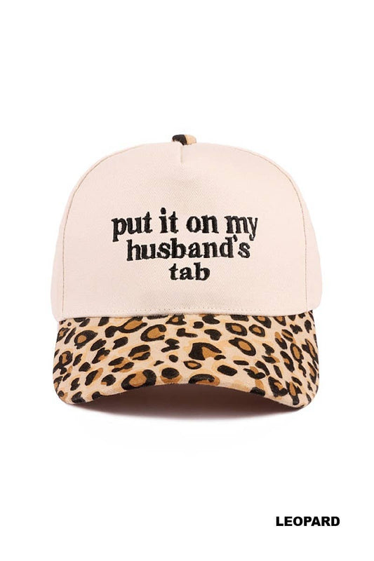 Put It On My Husband's Tab Two-tone Canvas Cotton Cap: LEOPARD