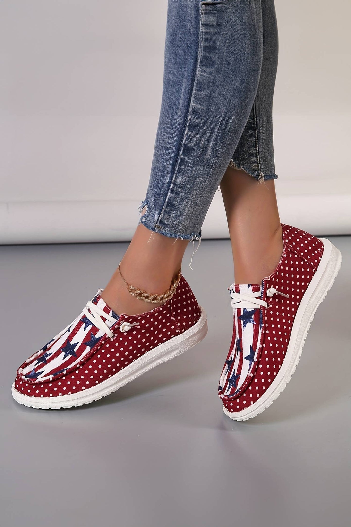 Polka Dot Stars and Stripes Independent Day Casual Shoes