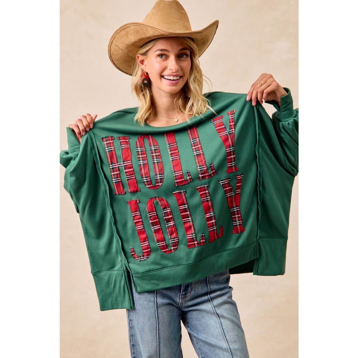 Christmas Plaid Holly Jolly  Sweatshirt