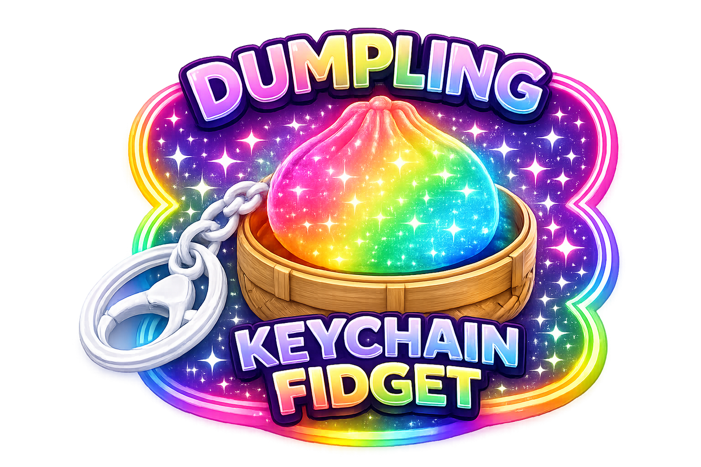 Fun Doh Dumpling Light-Up Click Fidget Keychain