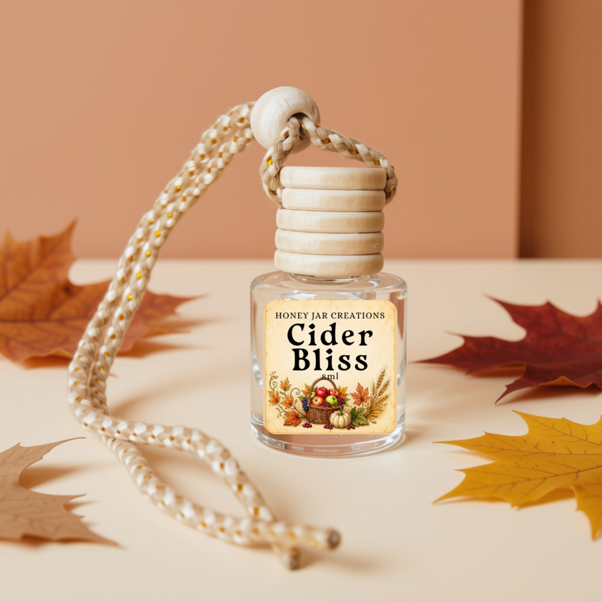 Cider Bliss | Fall-Inspired | Hanging Car Diffuser: Square Bottle-Made in USA