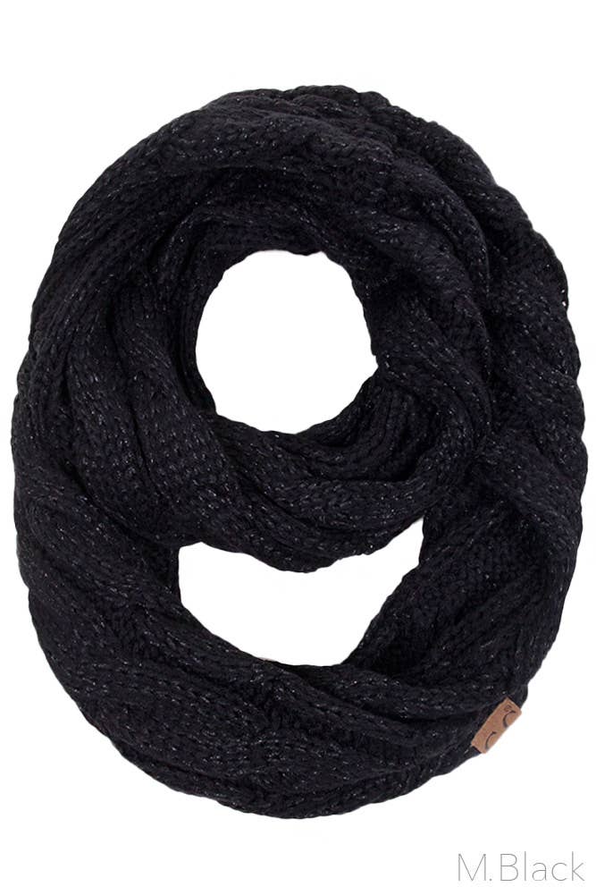 C.C Knitted Metallic Scarf: Teal/Teal