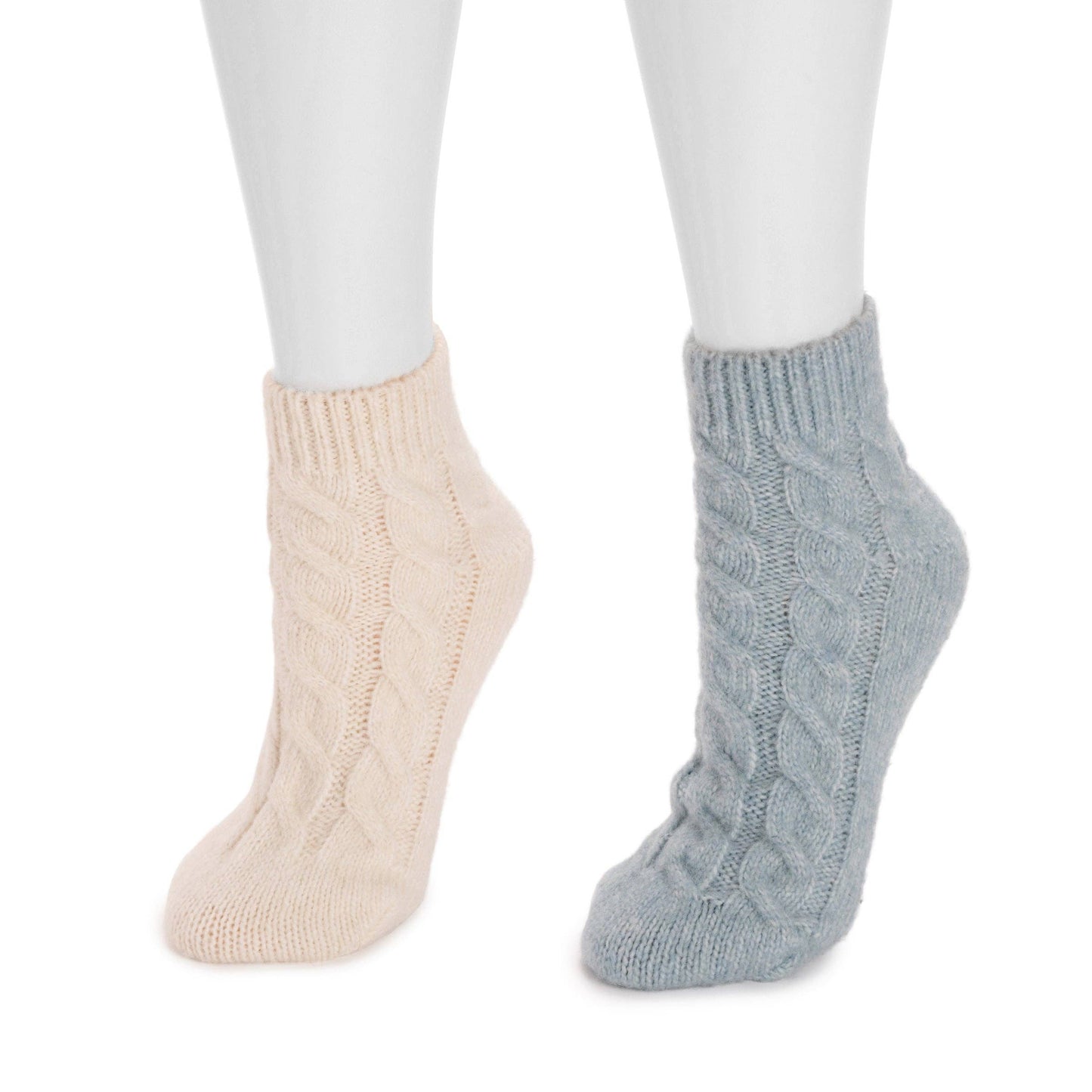 MUK LUKS Women's Luxe Cabled Footie Sweater Sock 2 Pack
