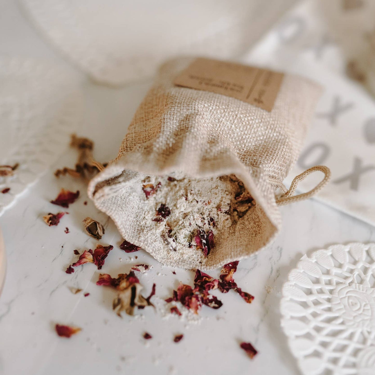 Essential Oils & Self Care Gifts - Rose Petal Herbal Oatmeal Bath Soak | Bath Tea: Rose