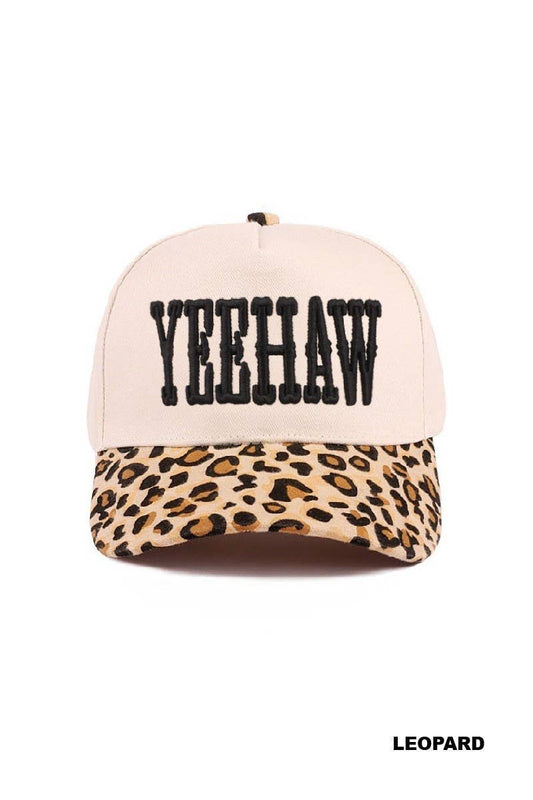 Yeehaw Two-tone Canvas Cotton Cap: LEOPARD