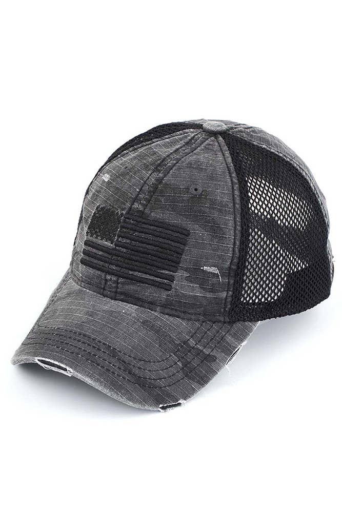 C.C American Flag Embroidery Camo Baseball Hat