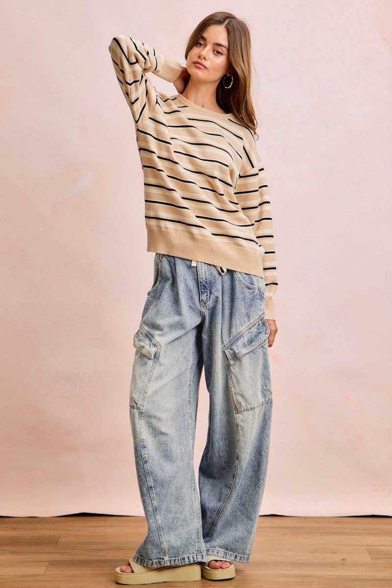 Baggy Barrel Denim Jeans with Cargo Pockets