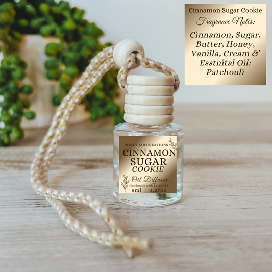 Hanging Car Diffuser | Cinnamon Sugar Cookie | Made in USA: Square Bottle