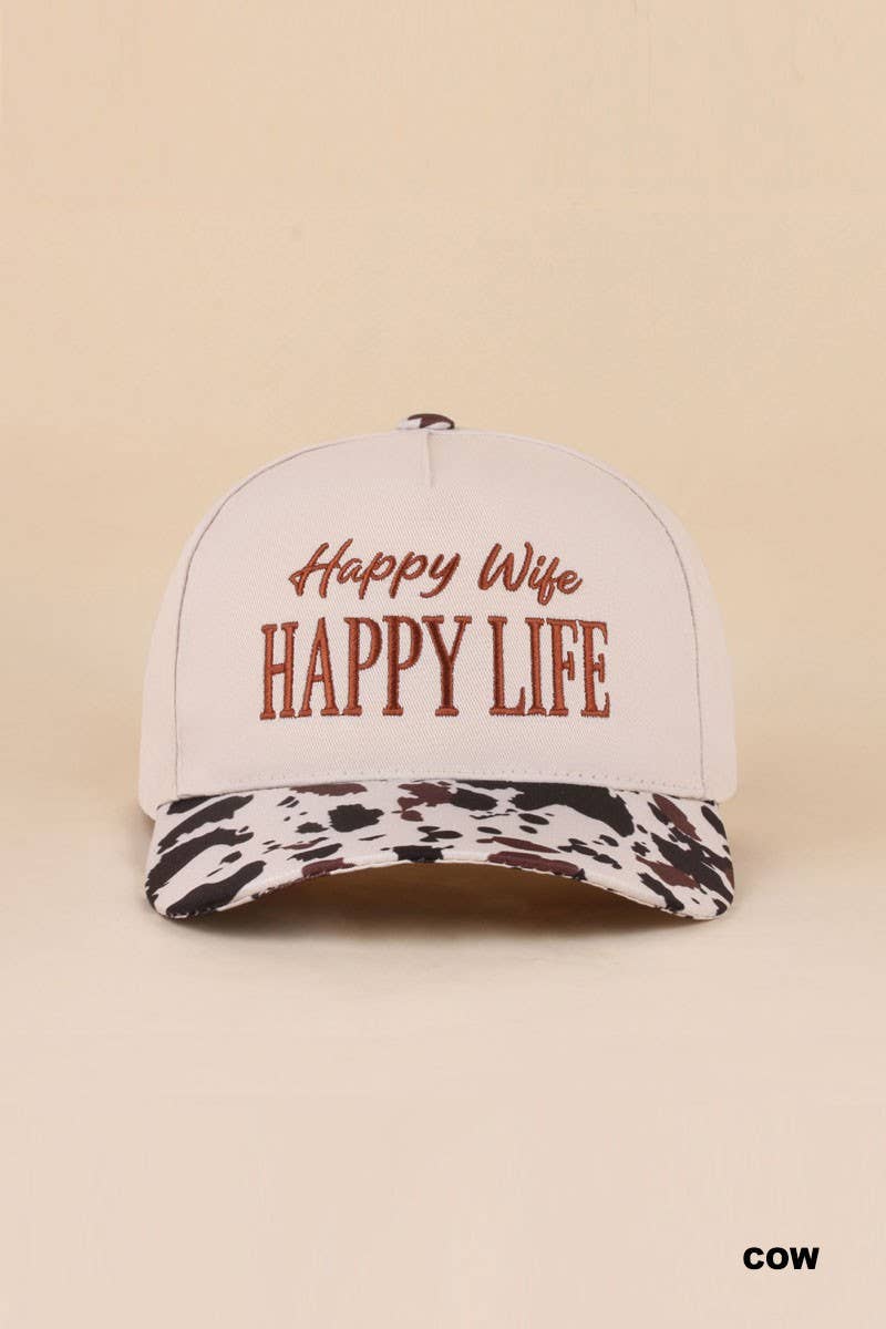 Happy Wife Happy Life Two Tone Snapback Hat: LEOPARD