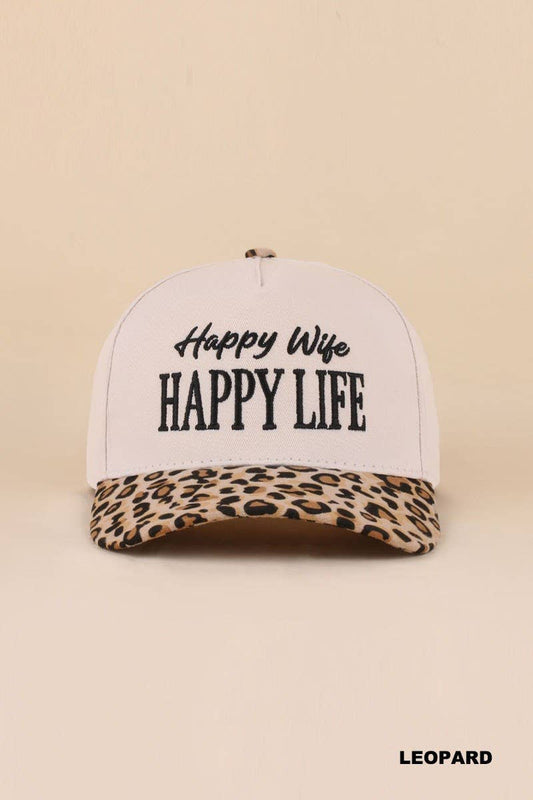 Happy Wife Happy Life Two Tone Snapback Hat: LEOPARD