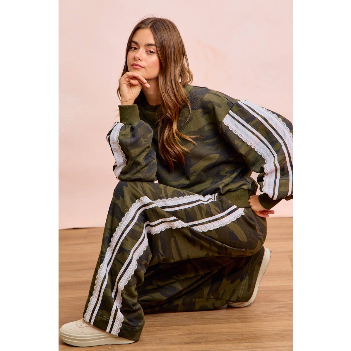 Camoflauge French Terry Lace Sweatshirt