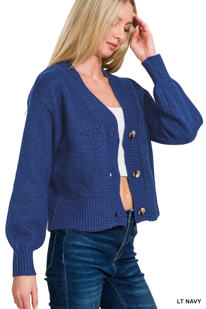 3 Button Front Sweater Cardigan Zenana: ROSE PINK