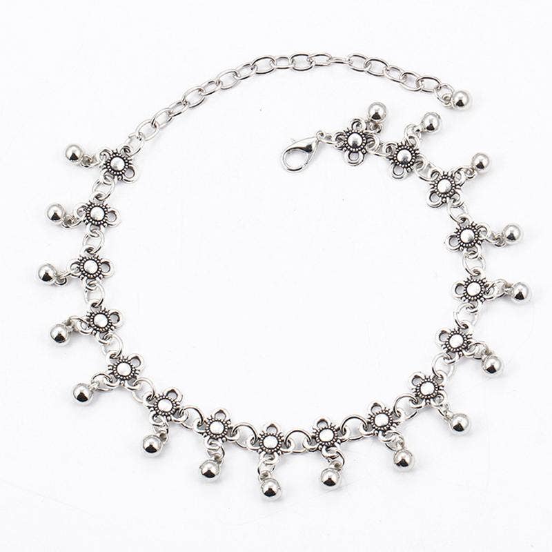 Bohemian Beach Floral Tassel Anklets