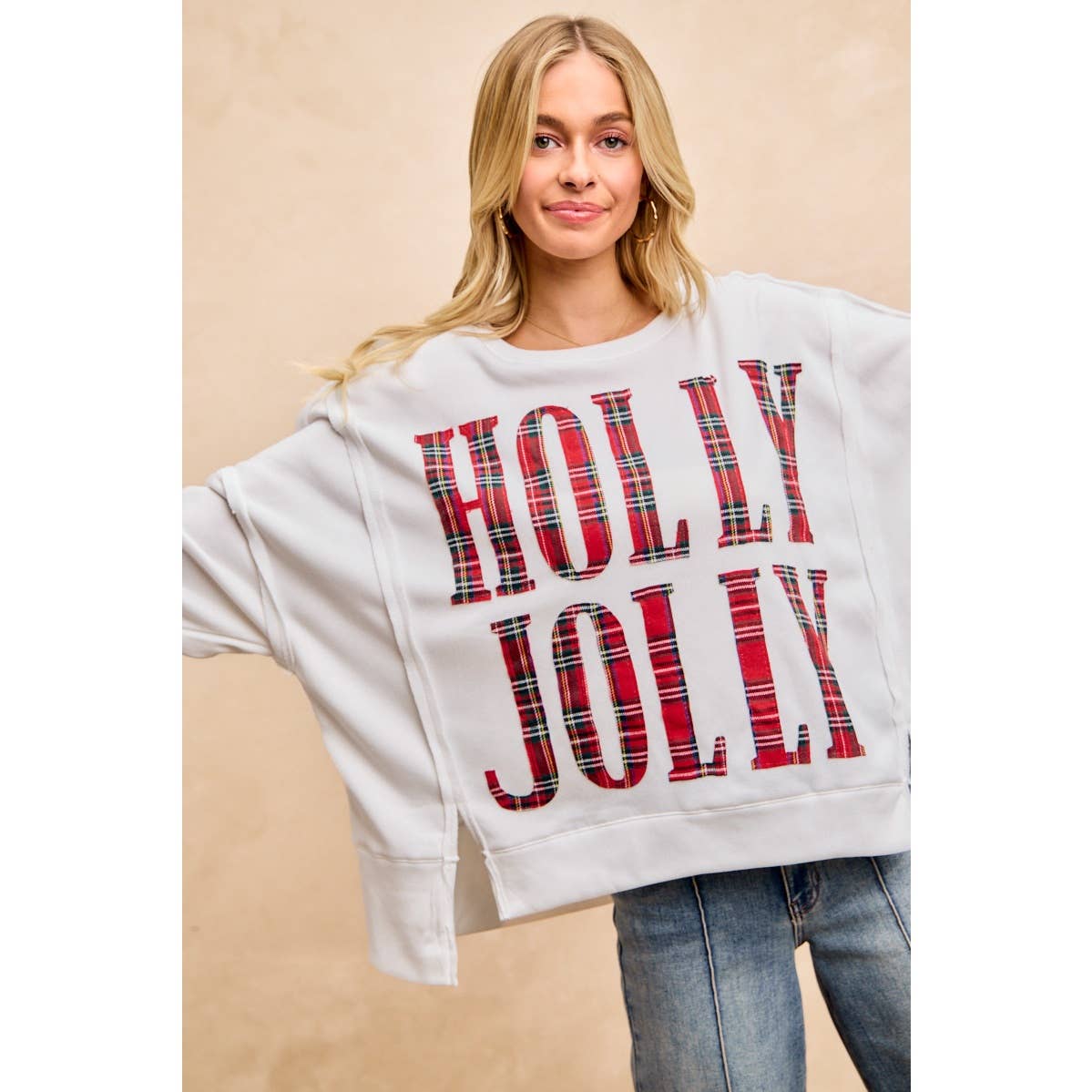 Christmas Plaid Holly Jolly  Sweatshirt