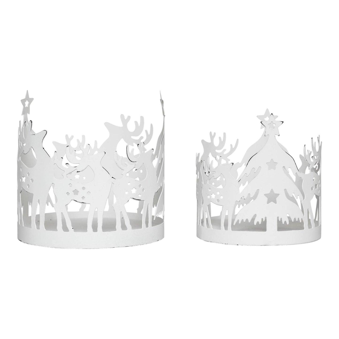 Votive Candle Holder Reindeer Antique White Set of 2