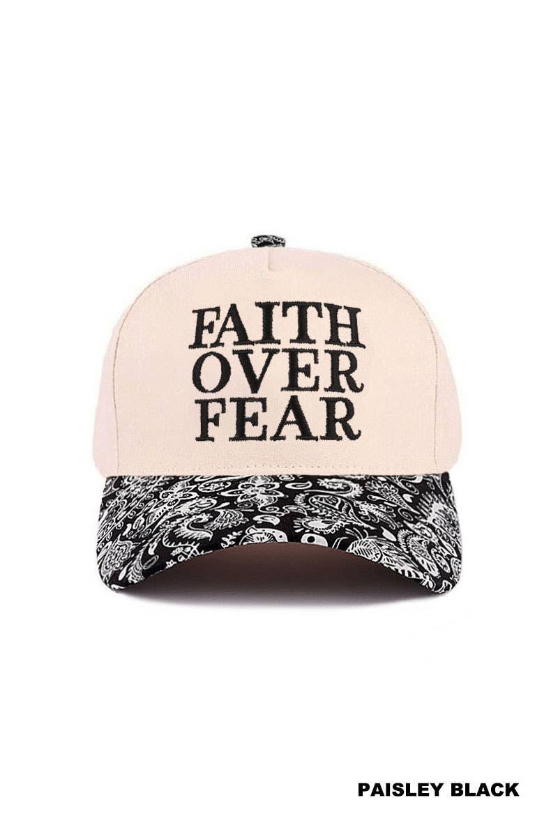 Faith Over Fear Two Tone Cotton Hat: RAISIN