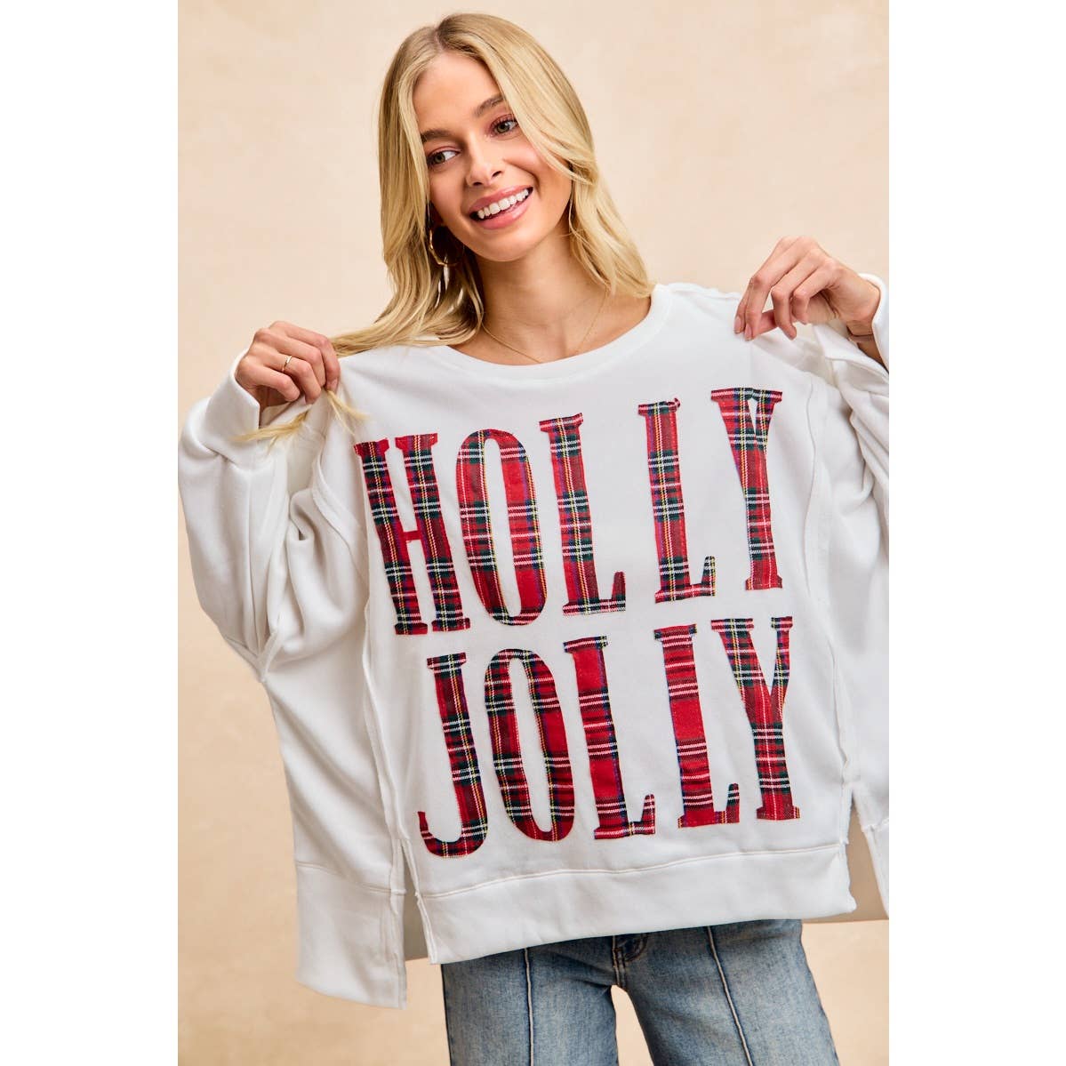 Christmas Plaid Holly Jolly  Sweatshirt