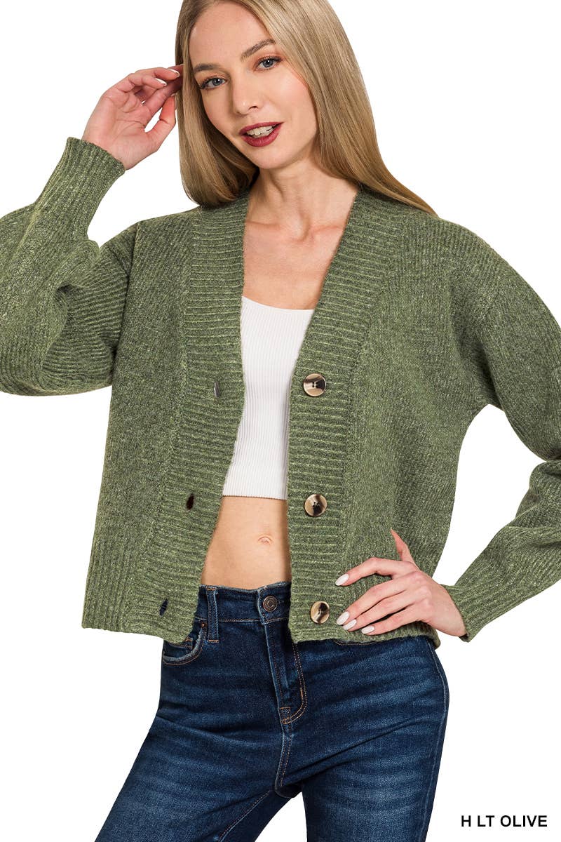 3 Button Front Sweater Cardigan Zenana: ROSE PINK