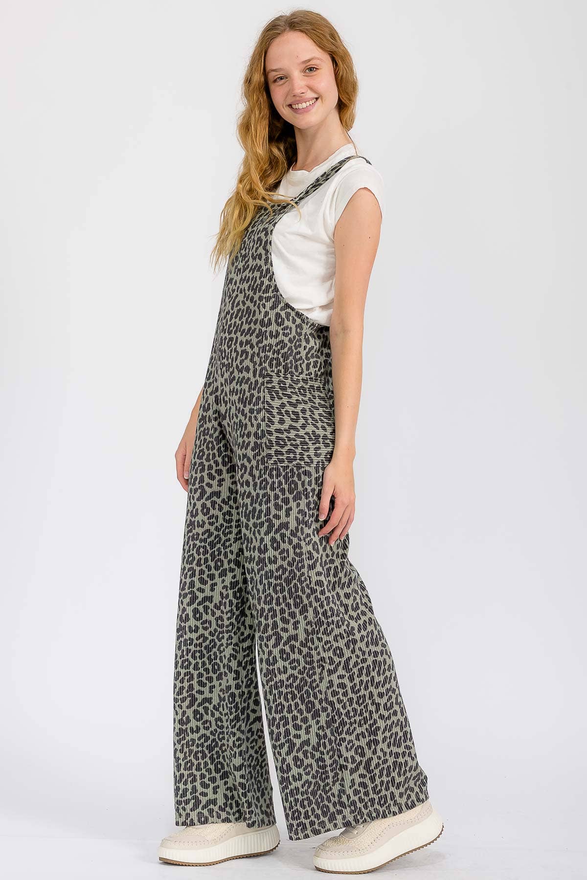 Animal Print Overall Jumpsuit