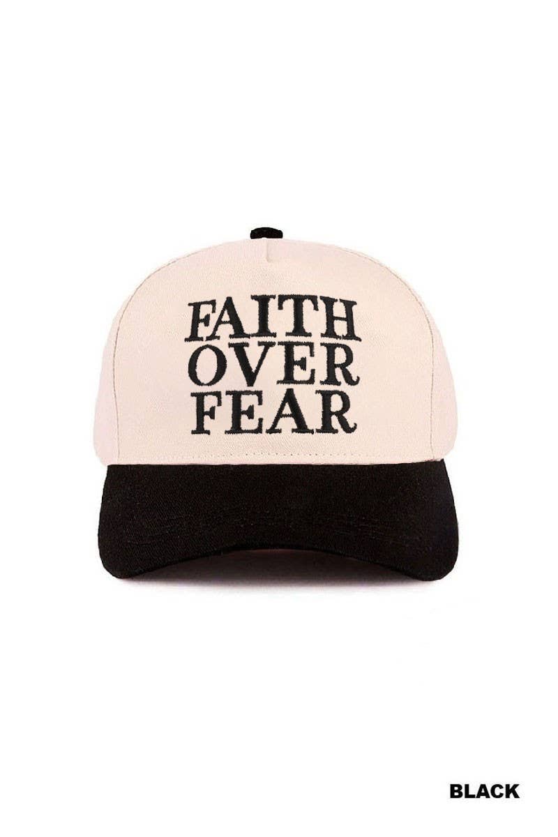 Faith Over Fear Two Tone Cotton Hat: RAISIN