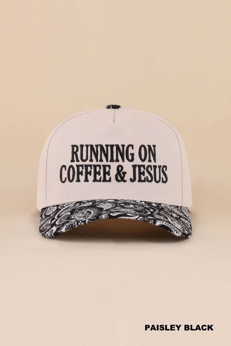 Running On Coffee and Jesus Two Tone Cotton Hat: COW