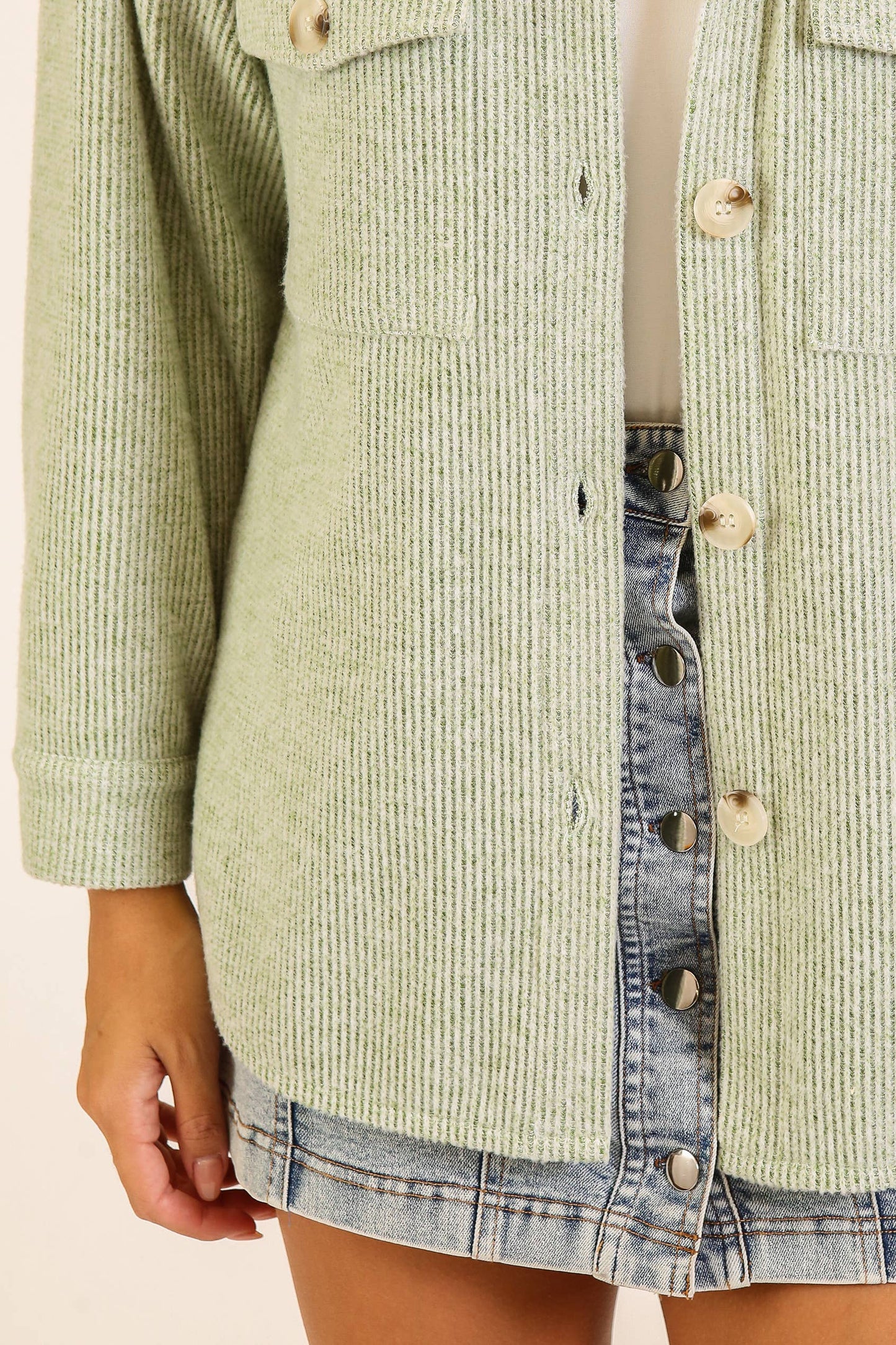 Brushed Waffle Button-Up Shacket