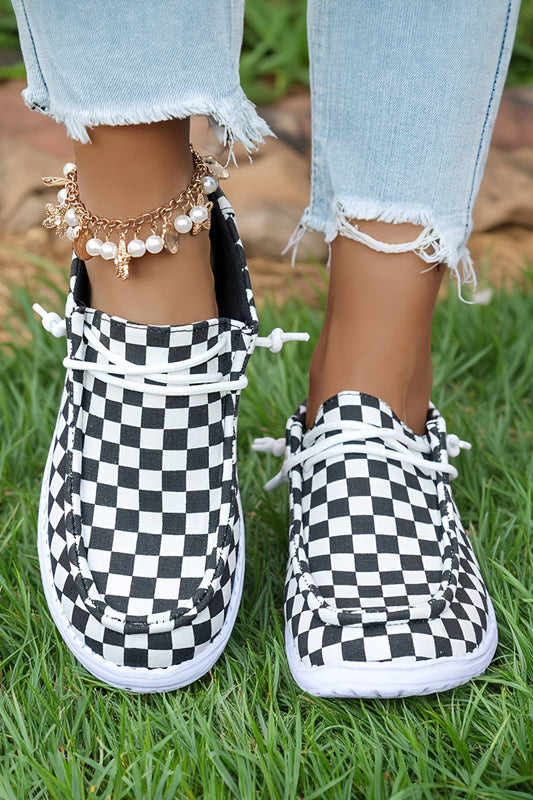 LDC Leopard Print Lace-up Detail Flat Shoes: Black