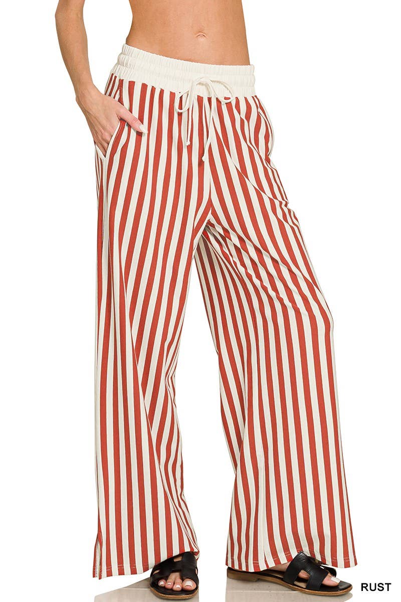 Vertical Striped Wide Leg Pants