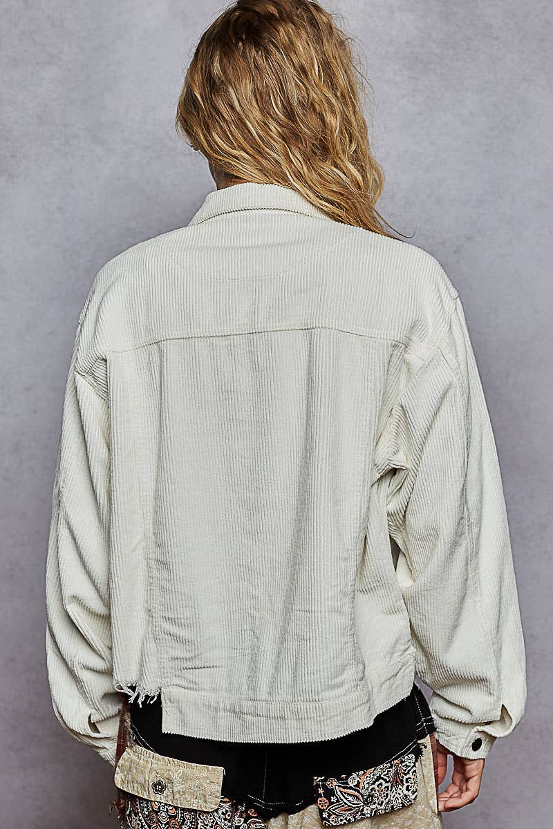 Pocket Front Button Down Corduroy Trucker Jacket