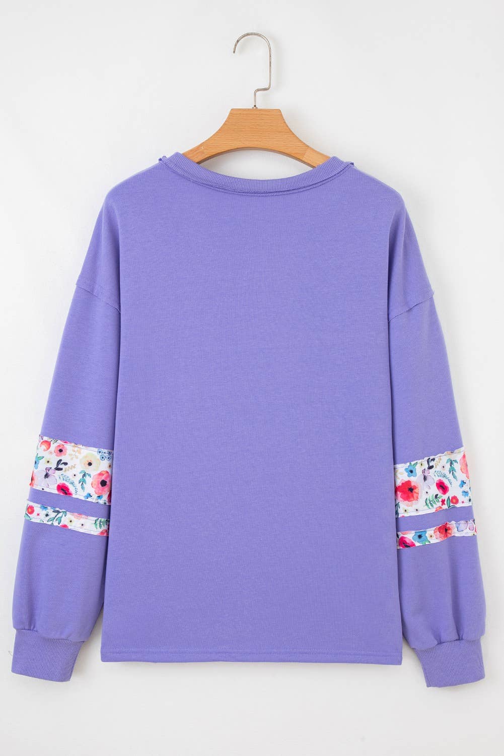 Peach Blossom Floral Applique Baggy Pullover Sweatshirt
