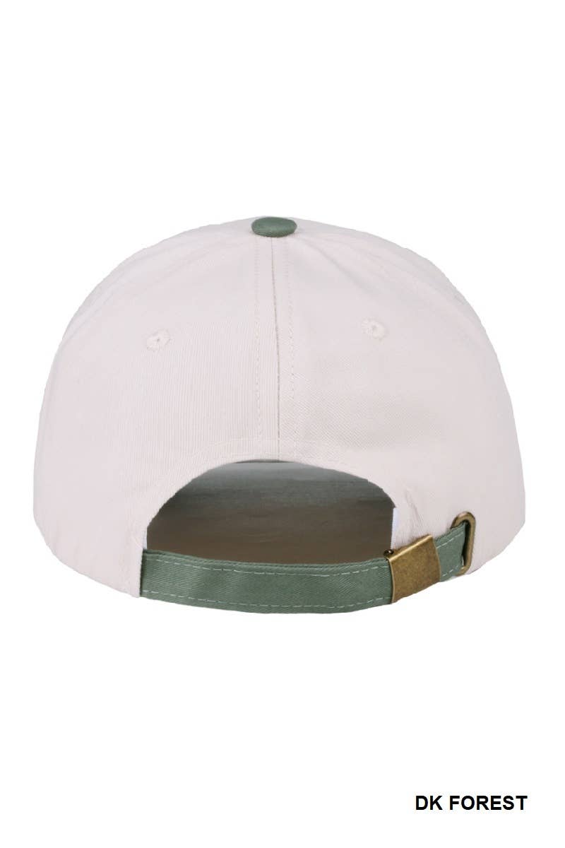 Make Heaven Crowded Two-tone Canvas Cotton Cap: DK FOREST
