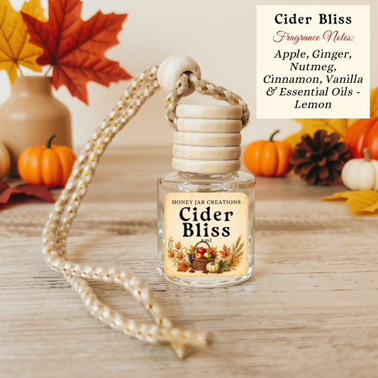 Cider Bliss | Fall-Inspired | Hanging Car Diffuser: Square Bottle-Made in USA