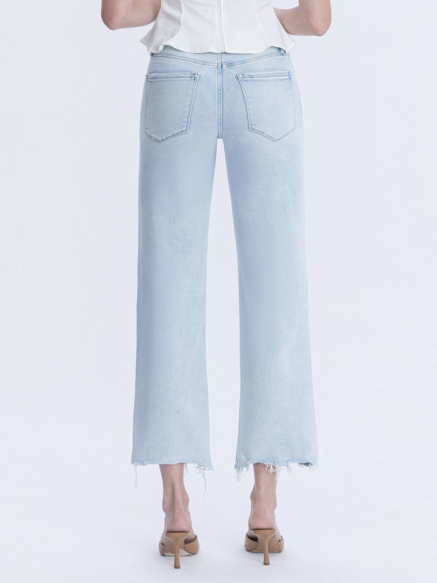 Vervet by Flying Monkey Meritorious High Rise Light Wash Slim Wide Capri Jeans