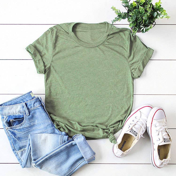 Loose Solid Color Short Sleever T-shirt