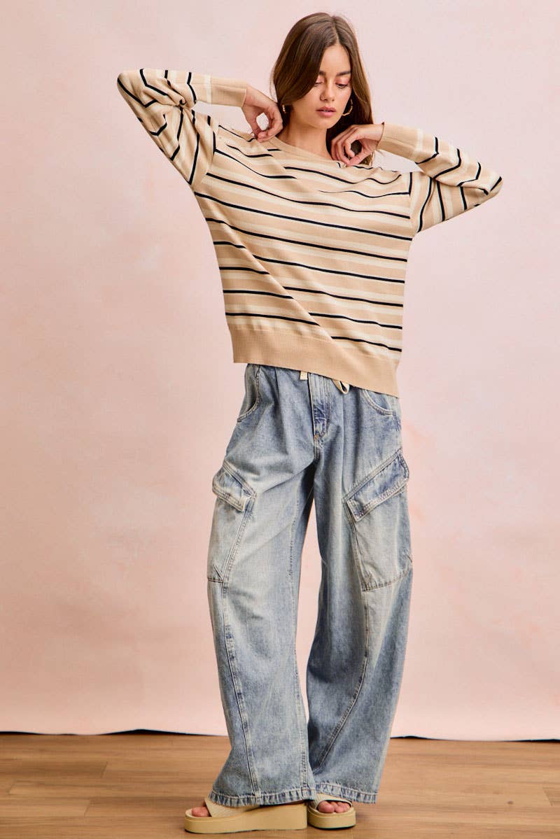 Baggy Barrel Denim Jeans with Cargo Pockets