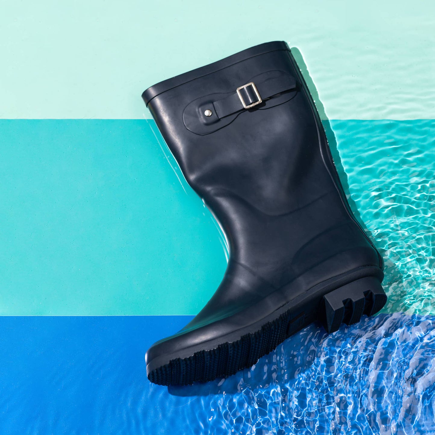 Norty Womens Mid Calf 11" Rain Boot Matte Navy: 9