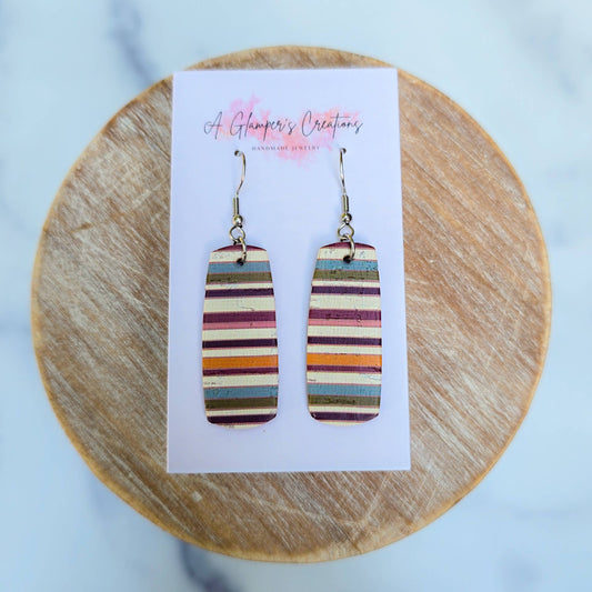 Fall Stripes Mini Bar Leather Earrings
