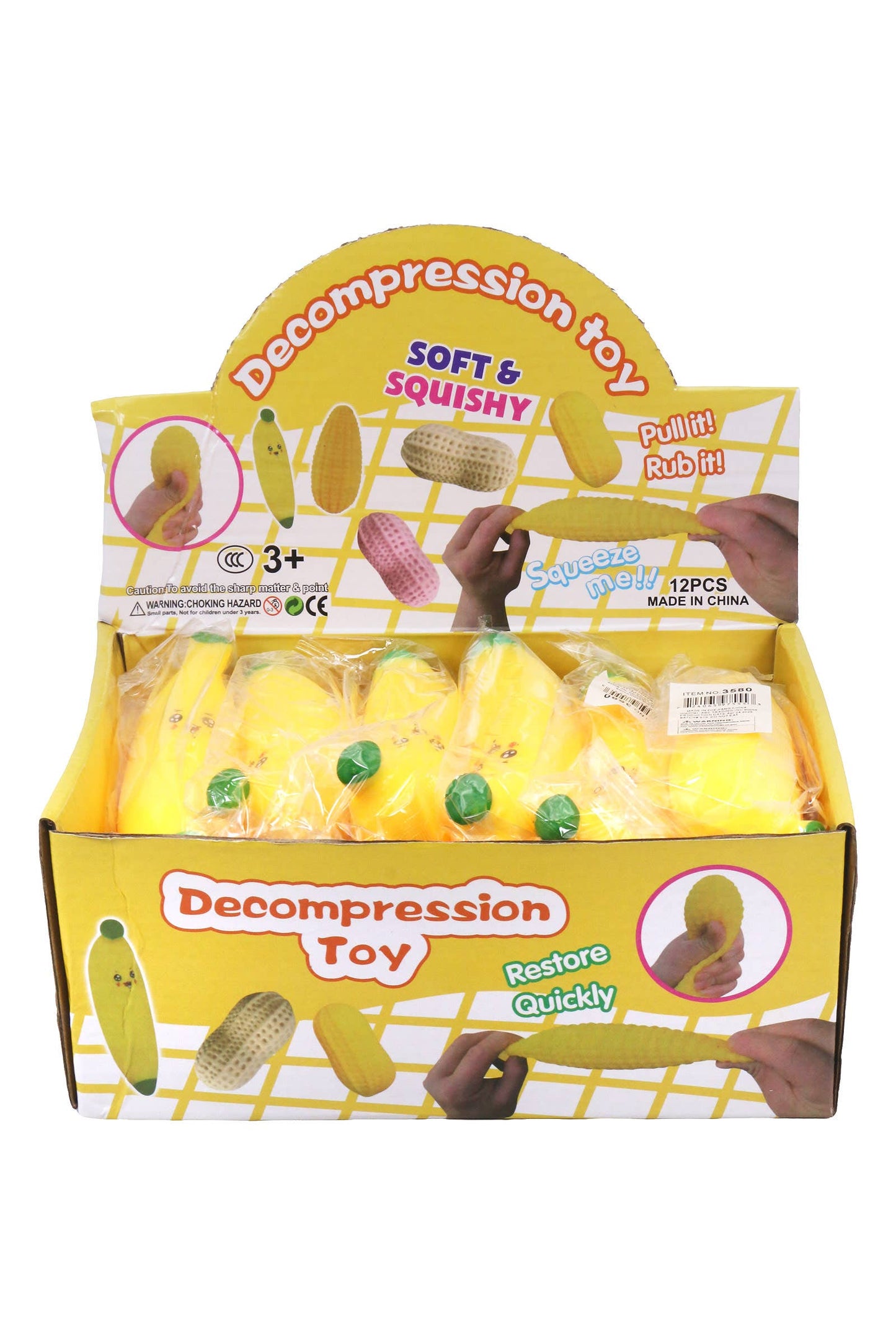 Cute Yellow Banana Fluffy Slime Filled TPR Squishy Toy: BANANA