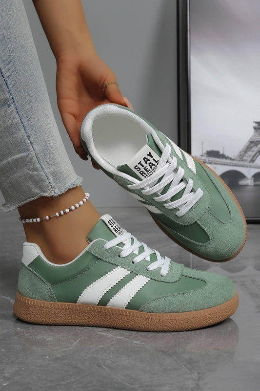 LDC Varsity Color Block Patchwork PU Leather Lace Up Shoes