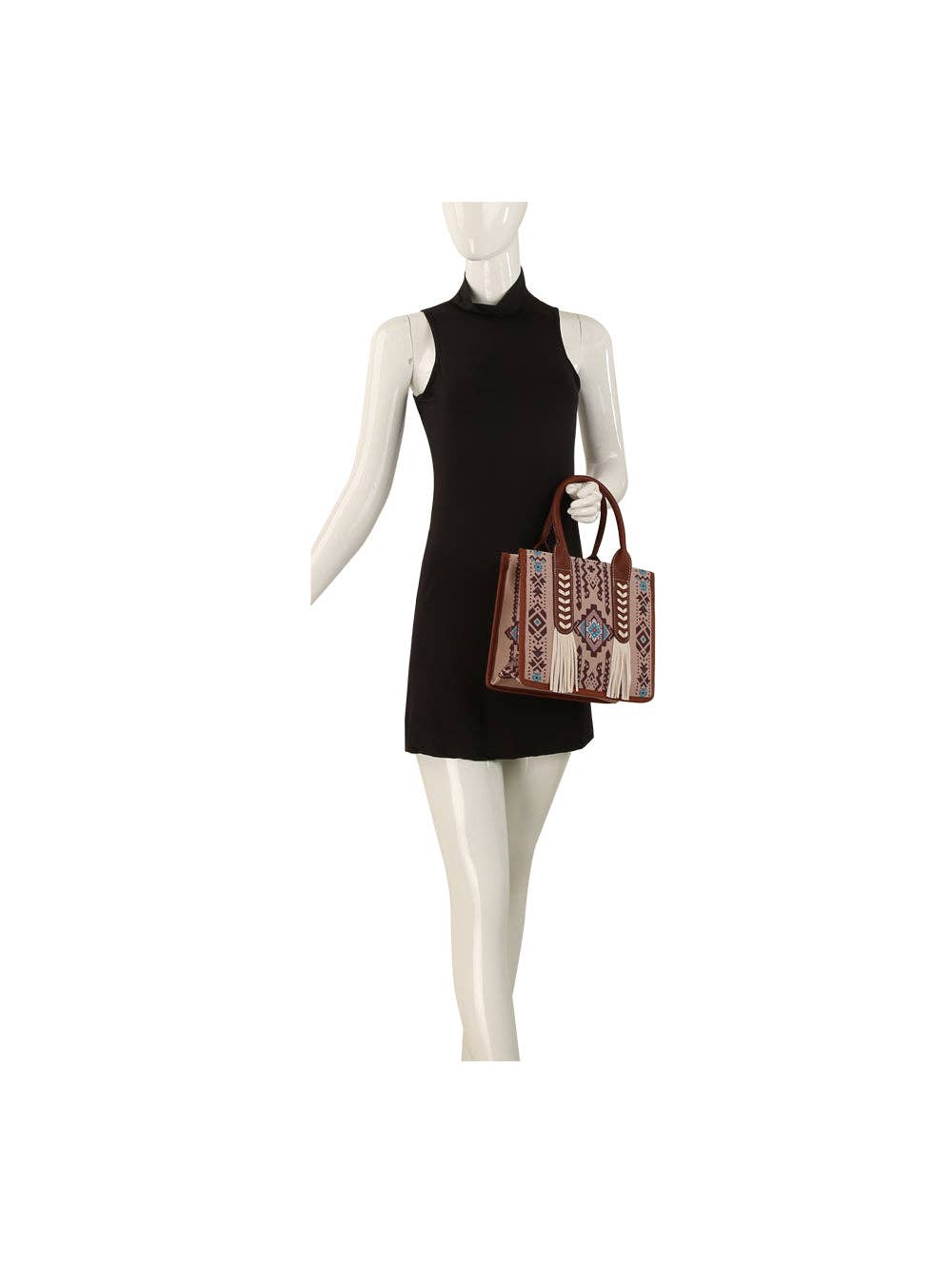 Aztec Pattern Fringe Tote