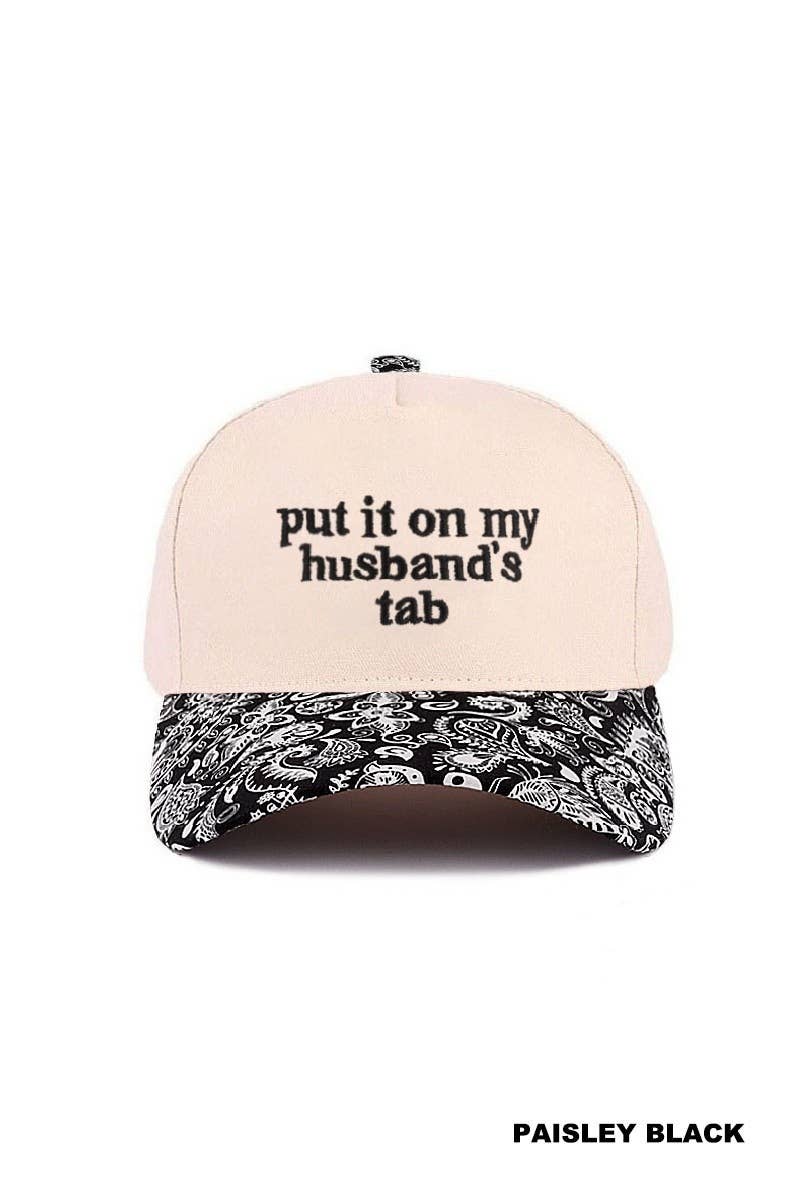 Put It On My Husband's Tab Two-tone Canvas Cotton Cap: LEOPARD