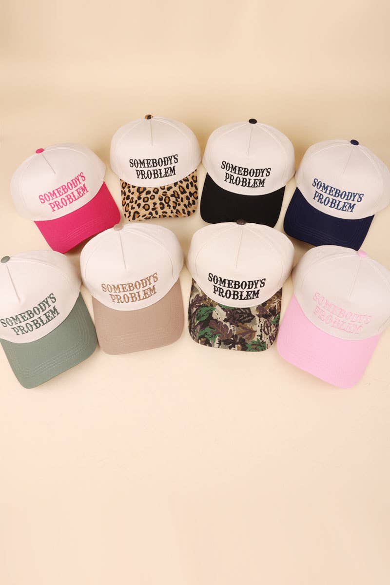 Somebody's Problem Two Tone Canvas Cotton Cap: LEOPARD