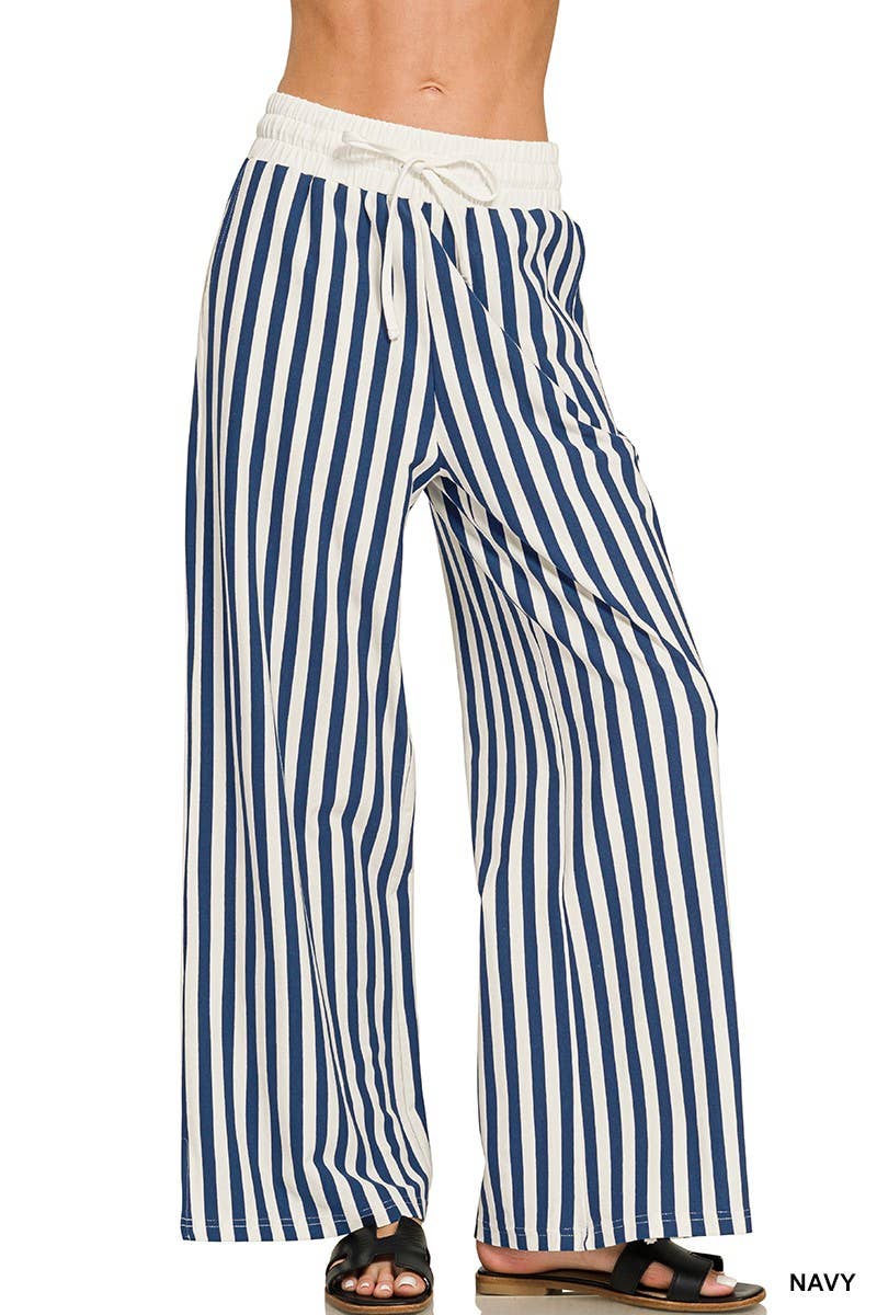 Vertical Striped Wide Leg Pants