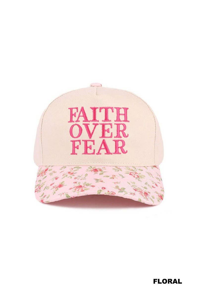 Faith Over Fear Two Tone Cotton Hat: RAISIN